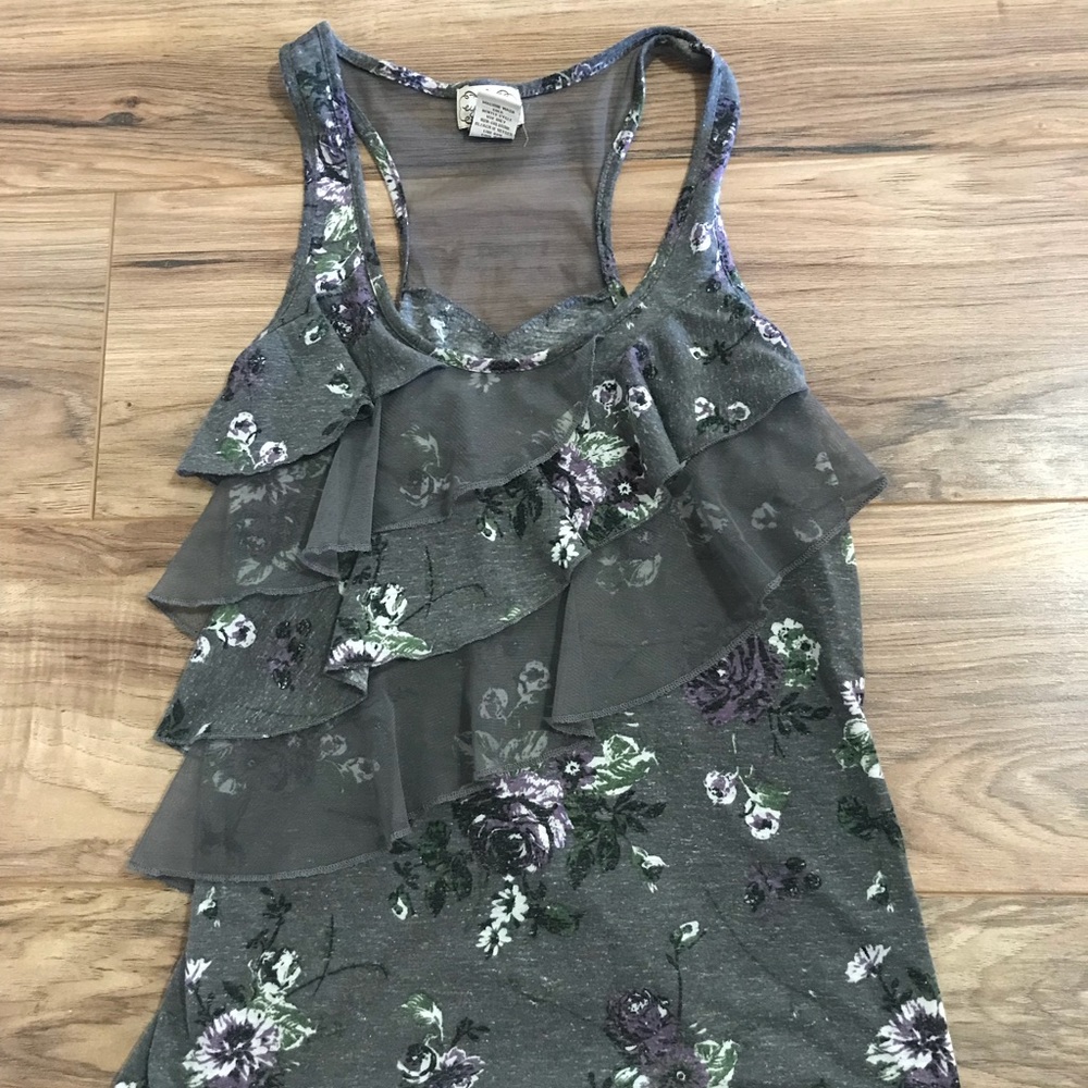 Grey floral tank top